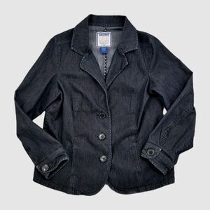 Avenue Denim Lite Womens Blazer Size‎ 14/16 Dark Blue Denim Buttons
